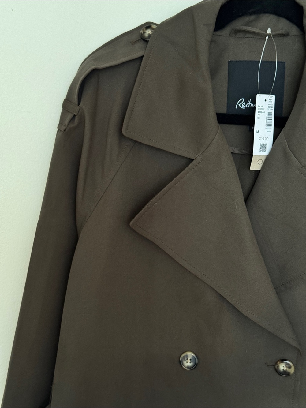 Reitmans Trench Coat Water-Repellent Dark Green Size Medium